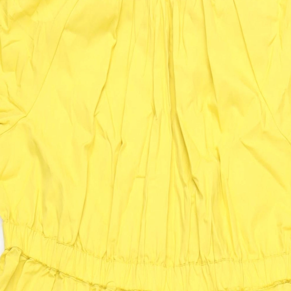 Marks and Spencer Womens Yellow Cotton A-Line Size 16 Round Neck Tie