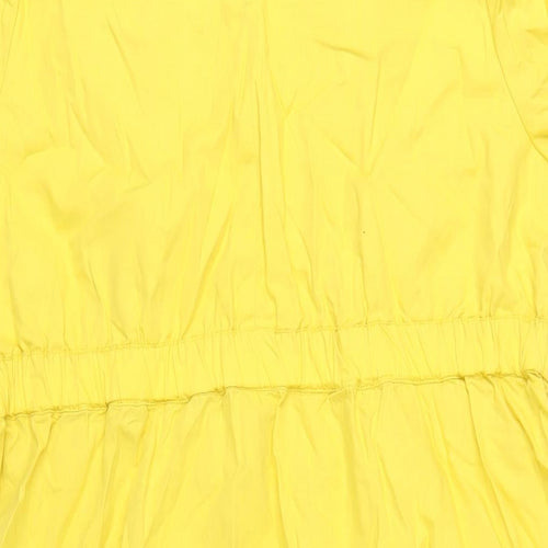 Marks and Spencer Womens Yellow Cotton A-Line Size 16 Round Neck Tie
