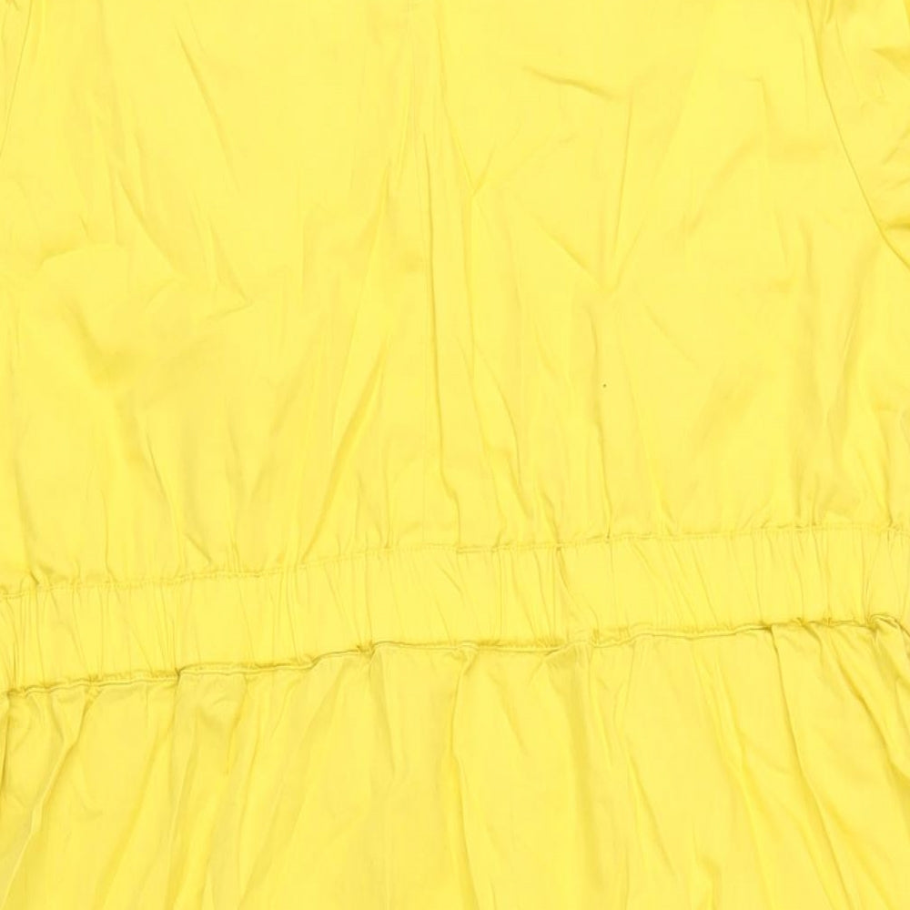 Marks and Spencer Womens Yellow Cotton A-Line Size 16 Round Neck Tie