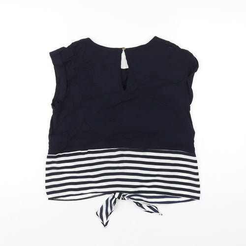 Oasis Womens Blue Viscose Basic T-Shirt Size 12 Round Neck