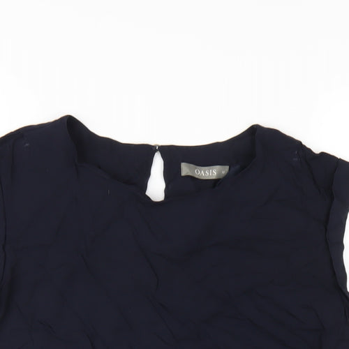 Oasis Womens Blue Viscose Basic T-Shirt Size 12 Round Neck