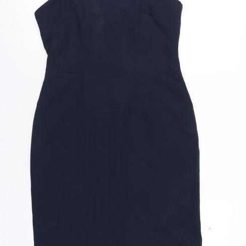 Monsoon Womens Blue Polyester Pencil Dress Size 10 Square Neck Zip