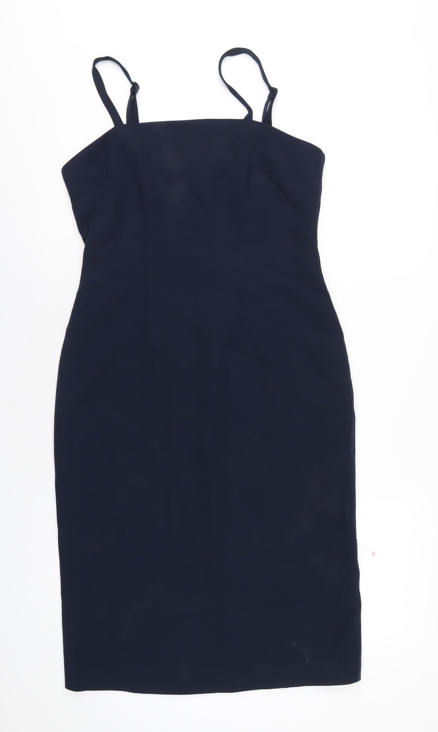 Monsoon Womens Blue Polyester Pencil Dress Size 10 Square Neck Zip