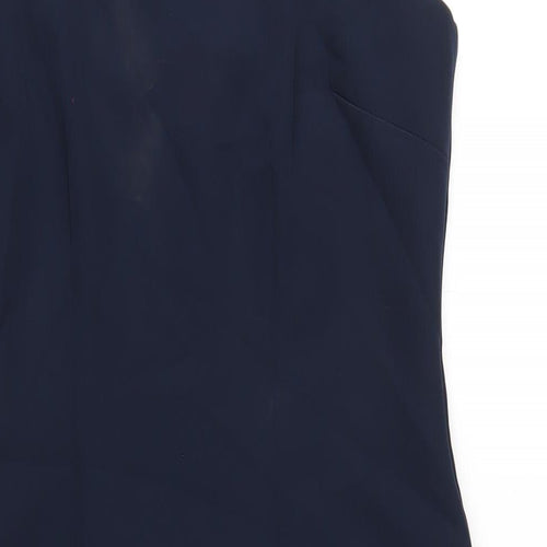 Monsoon Womens Blue Polyester Pencil Dress Size 10 Square Neck Zip