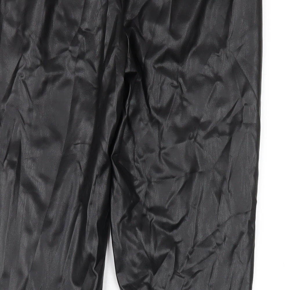 Marks and Spencer Womens Black Polyurethane Carrot Trousers Size 10 L28 in Regular