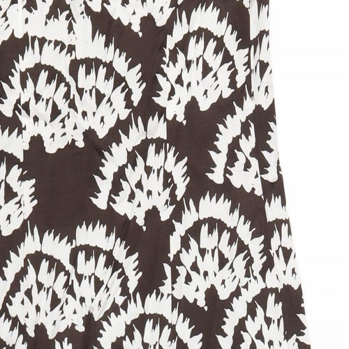 Monsoon Womens Brown Geometric Viscose A-Line Size 8 Round Neck Zip