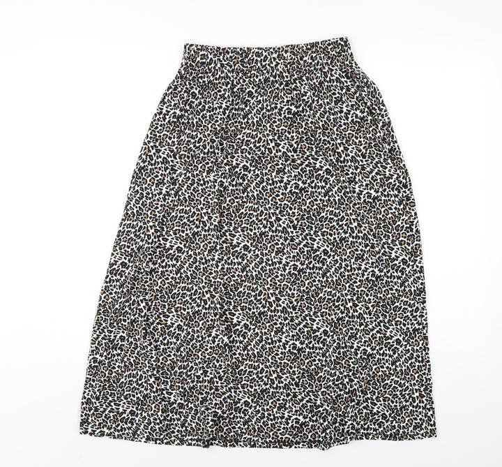 Marks and Spencer Womens Black Animal Print Viscose A-Line Skirt Size 6