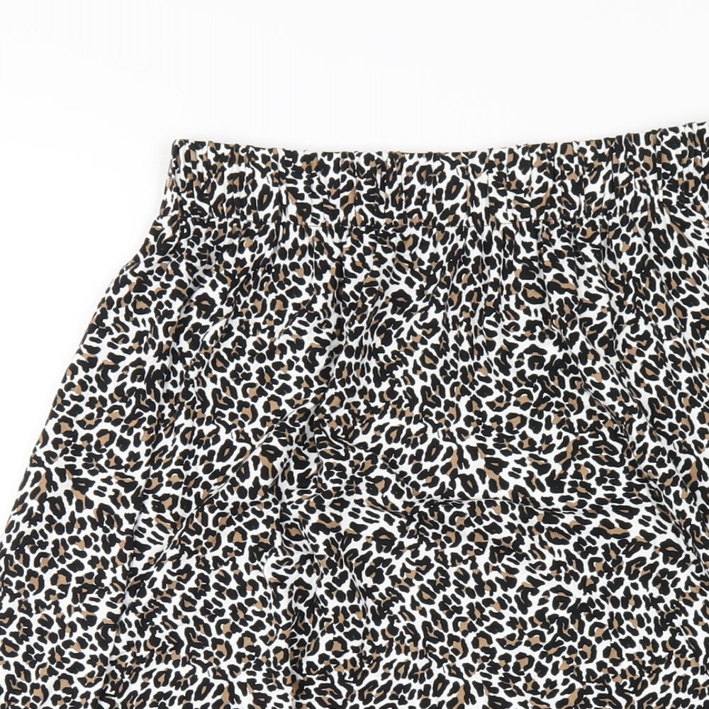 Marks and Spencer Womens Black Animal Print Viscose A-Line Skirt Size 6