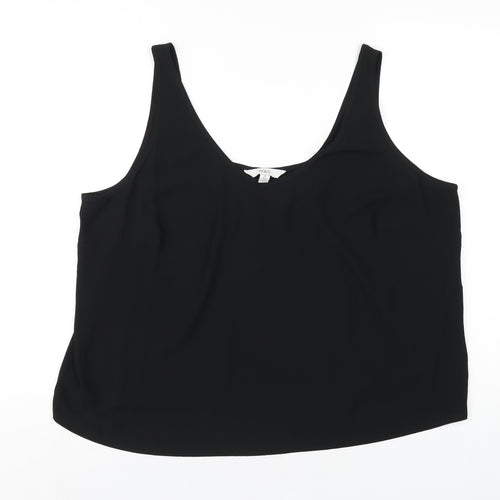 Marks and Spencer Womens Black Polyester Basic Tank Size 20 Scoop Neck