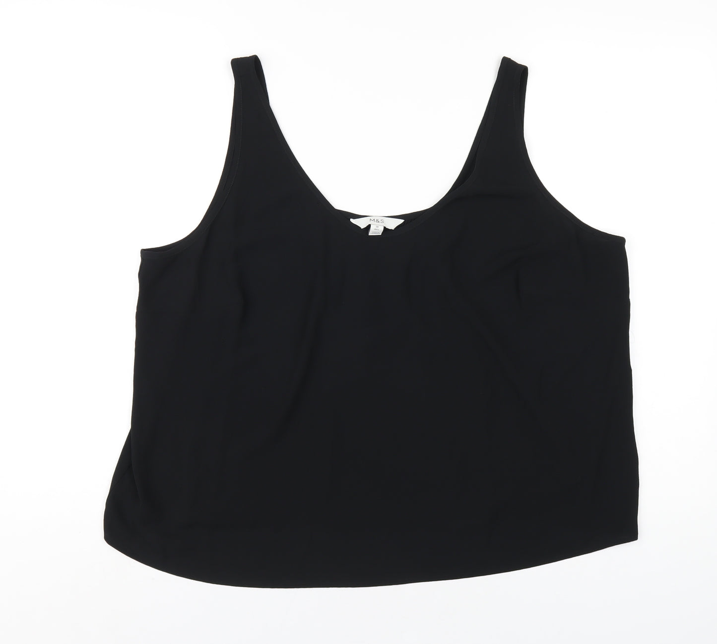 Marks and Spencer Womens Black Polyester Basic Tank Size 20 Scoop Neck