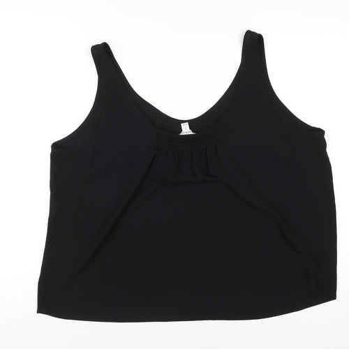 Marks and Spencer Womens Black Polyester Basic Tank Size 20 Scoop Neck