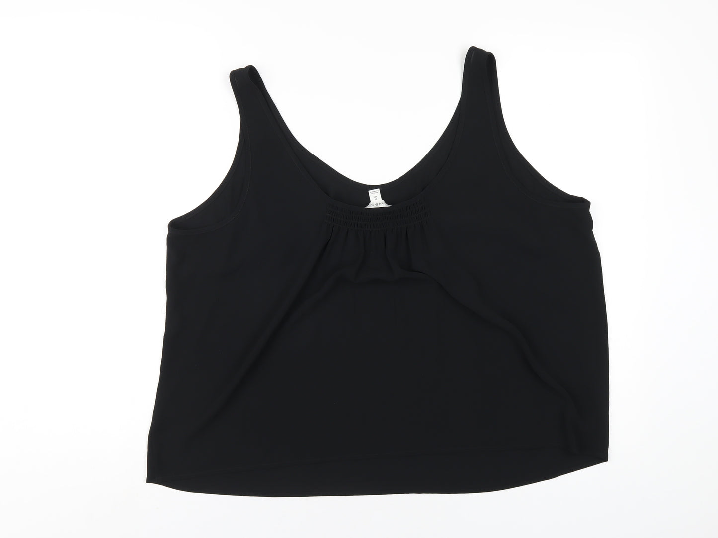 Marks and Spencer Womens Black Polyester Basic Tank Size 20 Scoop Neck
