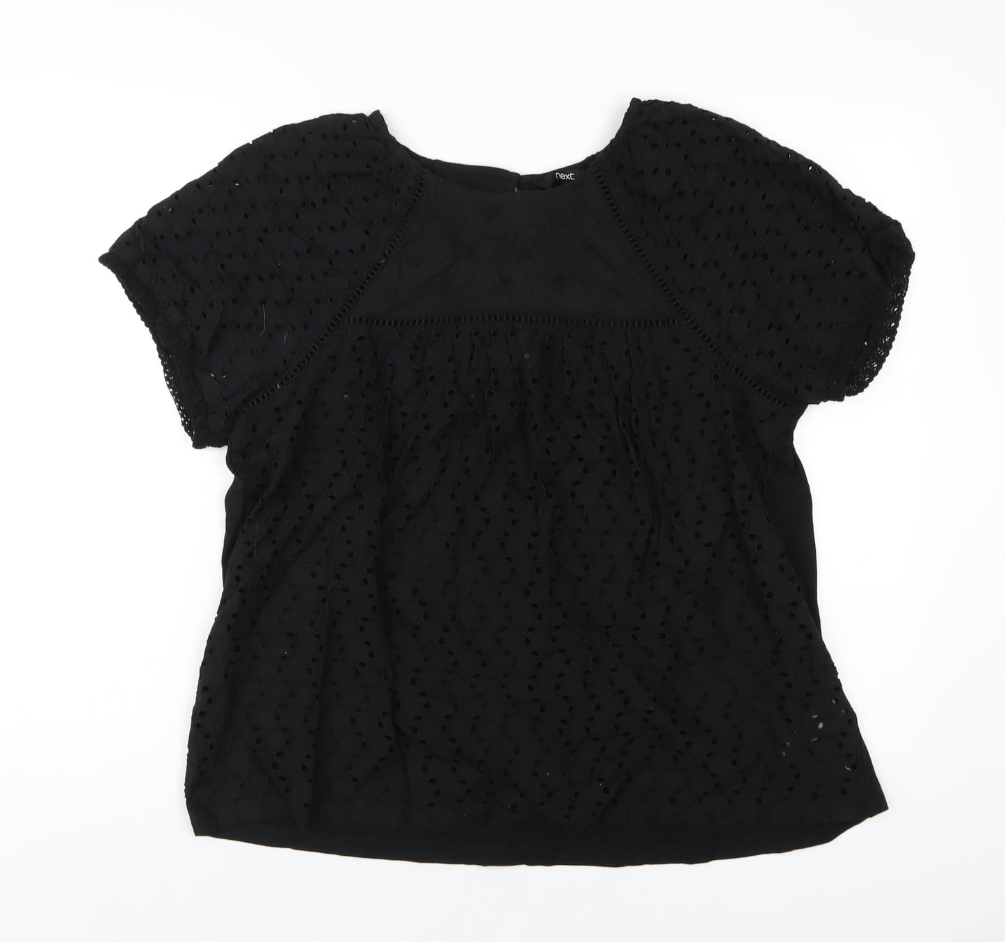 NEXT Womens Black Cotton Basic T-Shirt Size 16 Round Neck