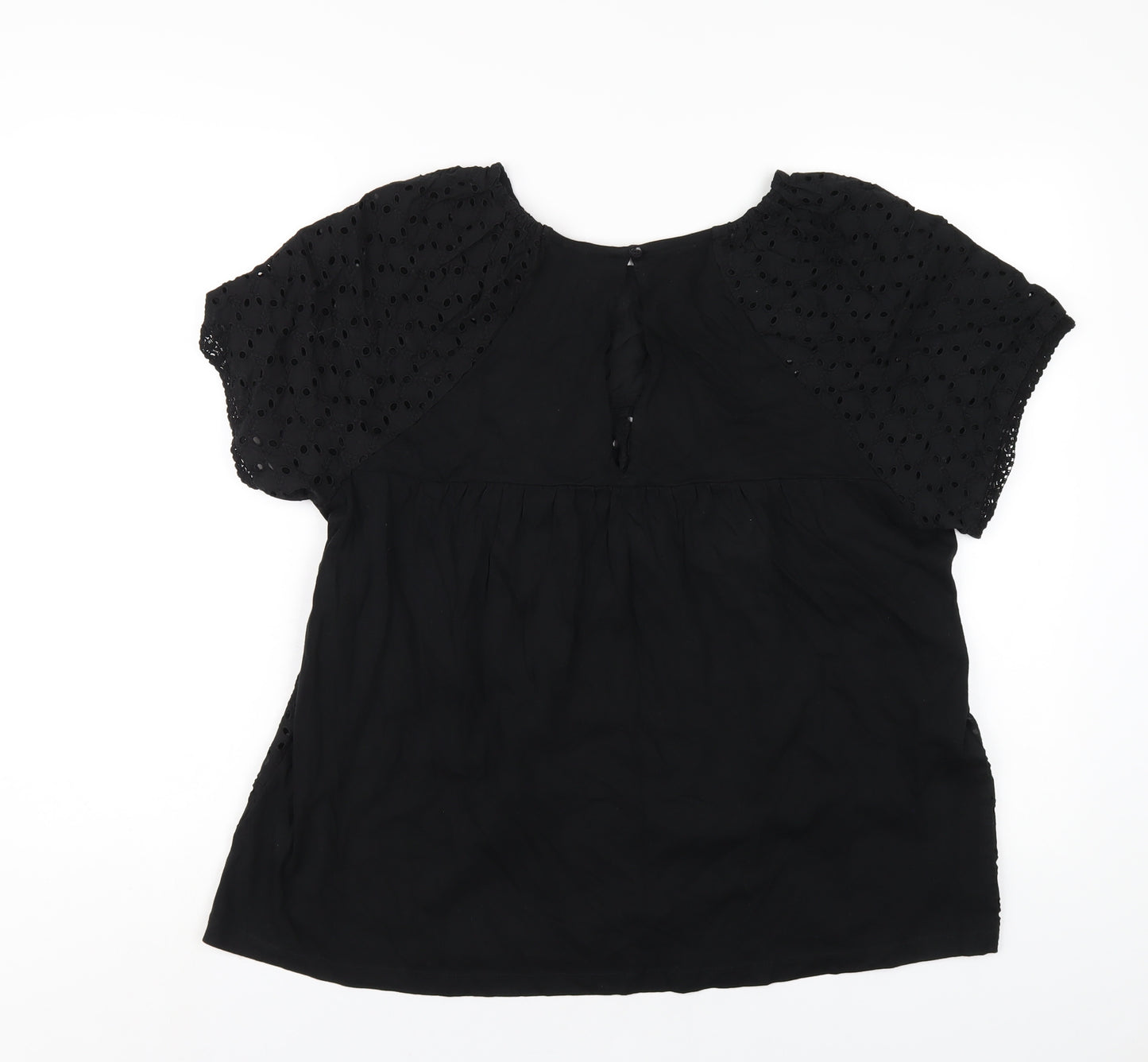 NEXT Womens Black Cotton Basic T-Shirt Size 16 Round Neck