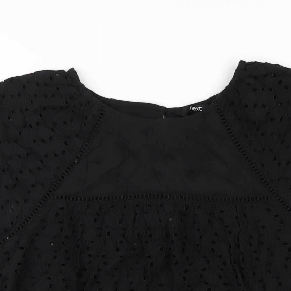 NEXT Womens Black Cotton Basic T-Shirt Size 16 Round Neck