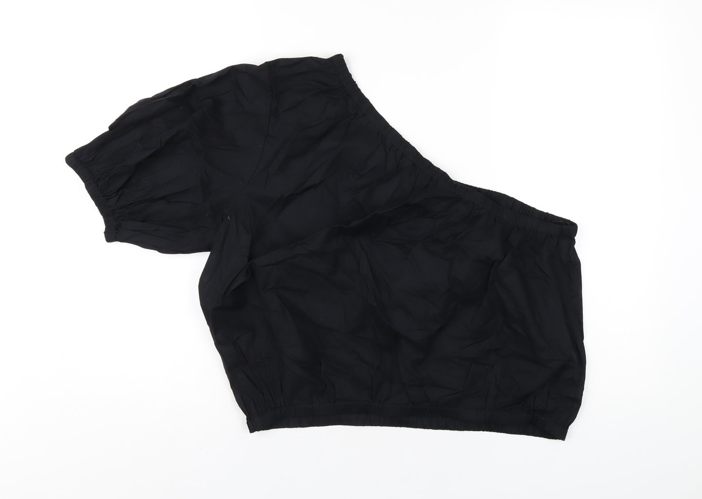 Marks and Spencer Womens Black Cotton Basic T-Shirt Size 20 One Shoulder