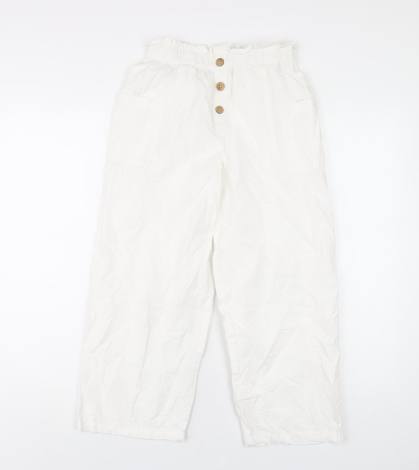 River Island Girls White Cotton Bloomer Trousers Size 12 Years L23 in Regular Pullover