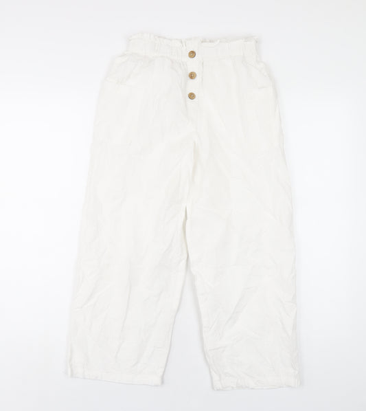 River Island Girls White Cotton Bloomer Trousers Size 12 Years L23 in Regular Pullover