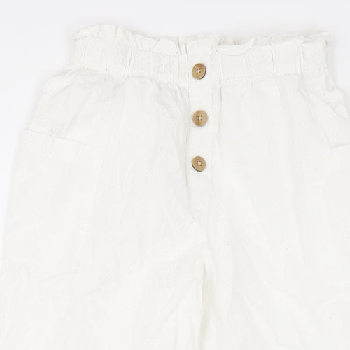 River Island Girls White Cotton Bloomer Trousers Size 12 Years L23 in Regular Pullover