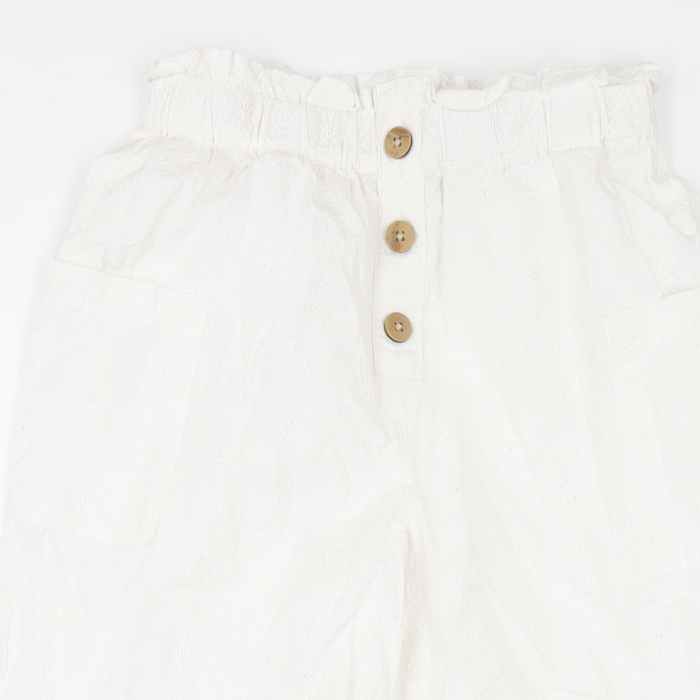 River Island Girls White Cotton Bloomer Trousers Size 12 Years L23 in Regular Pullover