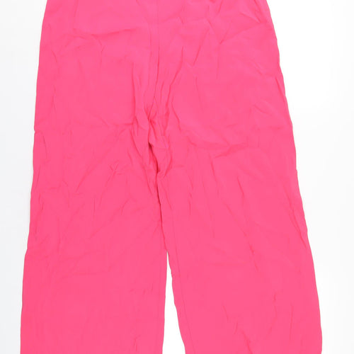 Marks and Spencer Womens Pink Viscose Trousers Size 12 L30 in Regular Zip