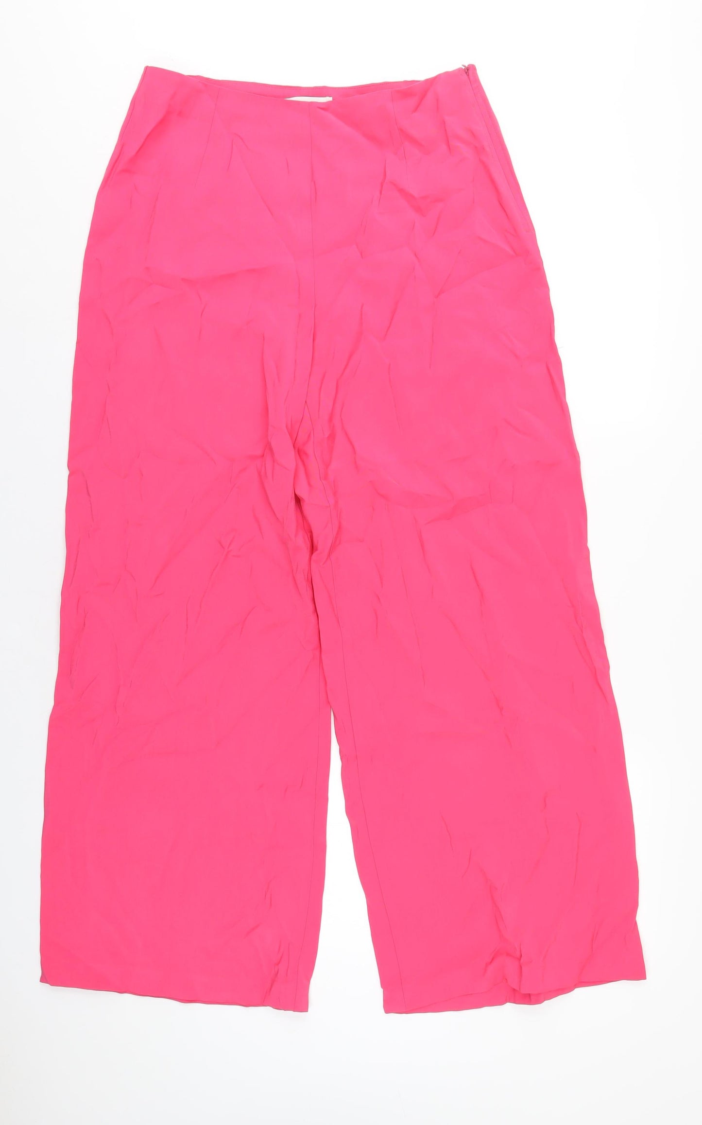 Marks and Spencer Womens Pink Viscose Trousers Size 12 L30 in Regular Zip