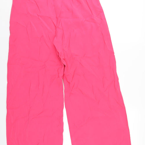 Marks and Spencer Womens Pink Viscose Trousers Size 12 L30 in Regular Zip