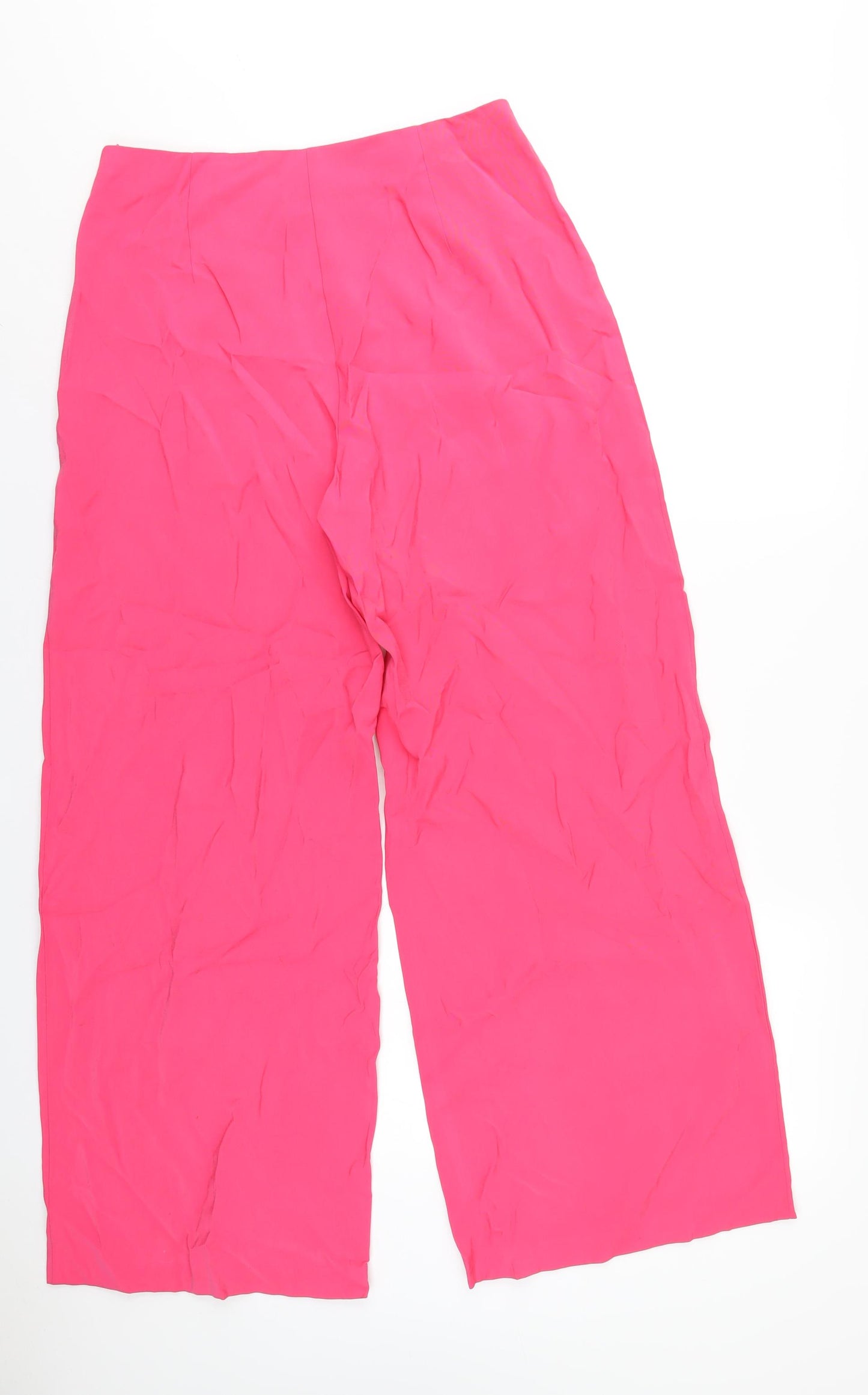 Marks and Spencer Womens Pink Viscose Trousers Size 12 L30 in Regular Zip