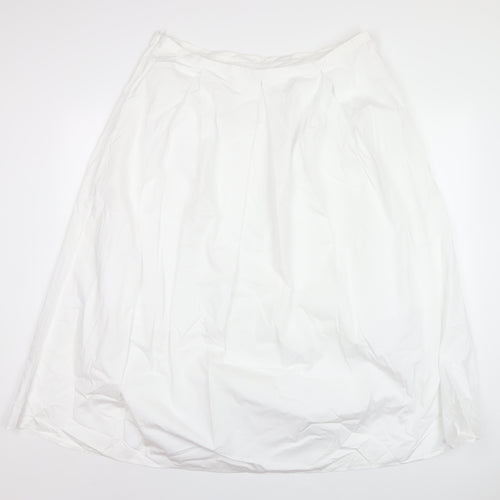 Marks and Spencer Womens White Cotton A-Line Skirt Size 18 Zip