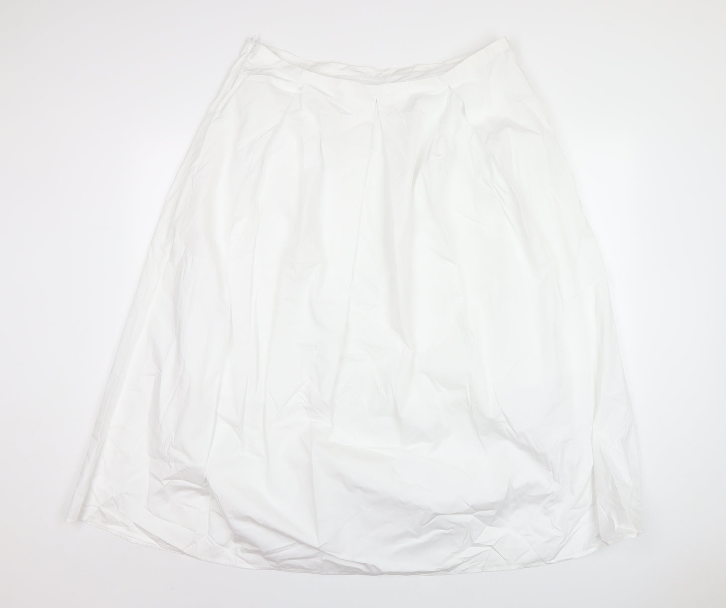 Marks and Spencer Womens White Cotton A-Line Skirt Size 18 Zip