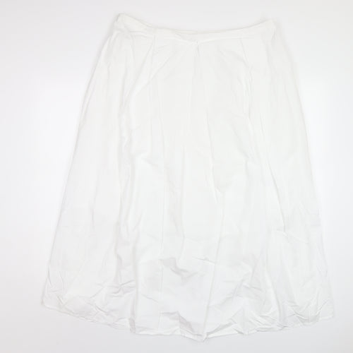 Marks and Spencer Womens White Cotton A-Line Skirt Size 18 Zip