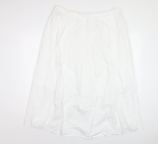 Marks and Spencer Womens White Cotton A-Line Skirt Size 18 Zip