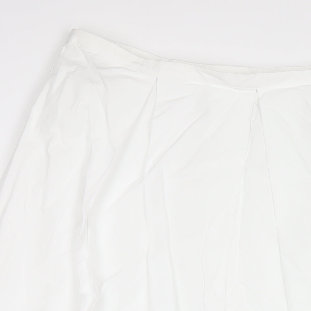 Marks and Spencer Womens White Cotton A-Line Skirt Size 18 Zip