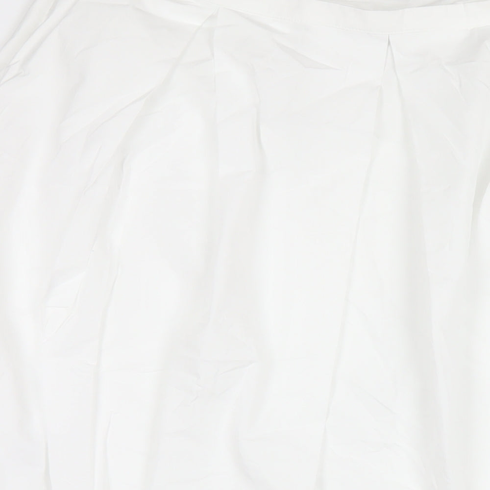 Marks and Spencer Womens White Cotton A-Line Skirt Size 18 Zip