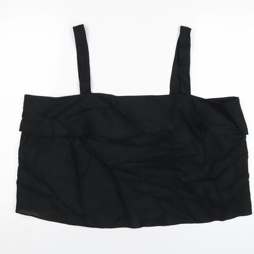 Marks and Spencer Womens Black Linen Basic T-Shirt Size 22 Square Neck