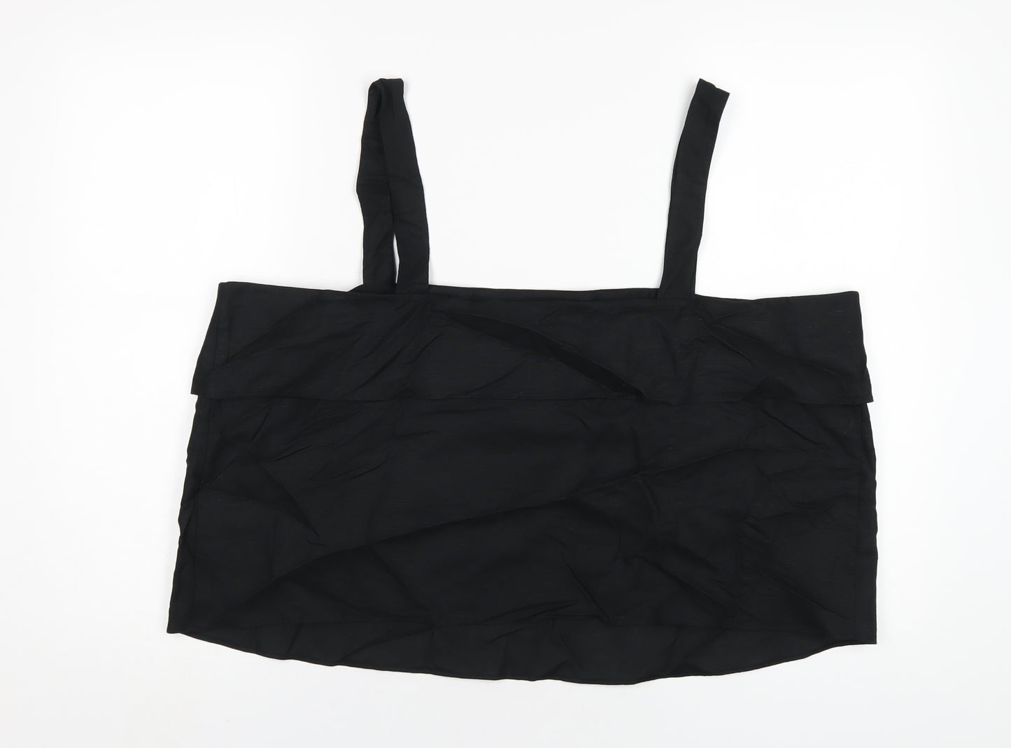 Marks and Spencer Womens Black Linen Basic T-Shirt Size 22 Square Neck