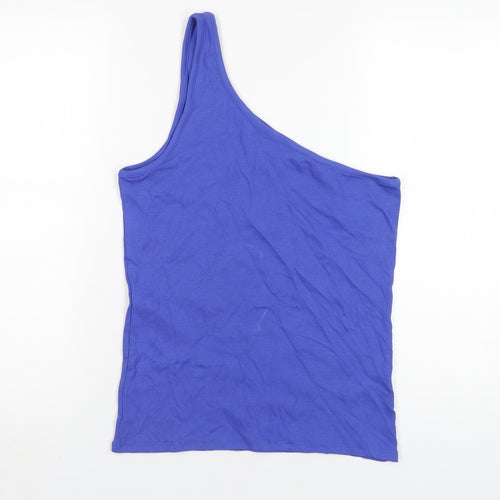 Marks and Spencer Womens Blue Cotton Basic Tank Size 16 One Shoulder