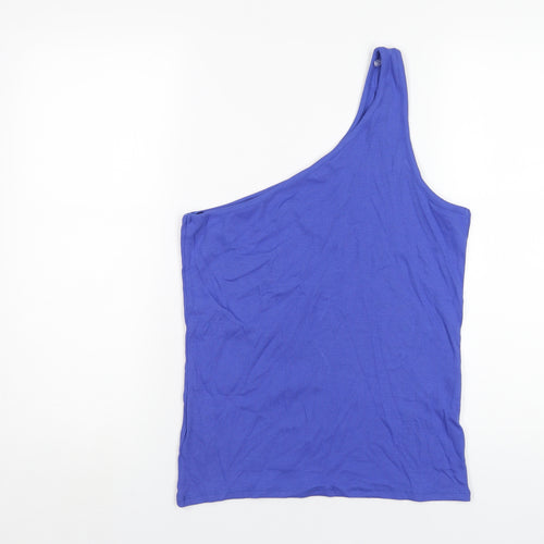 Marks and Spencer Womens Blue Cotton Basic Tank Size 16 One Shoulder