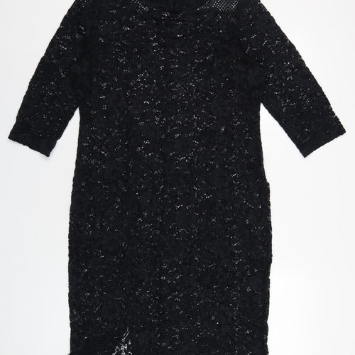 Per Una Womens Blue Polyamide A-Line Size 16 Round Neck Button