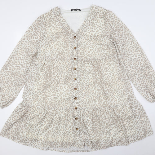 In The Style Women's Beige Animal Print Shift Dress