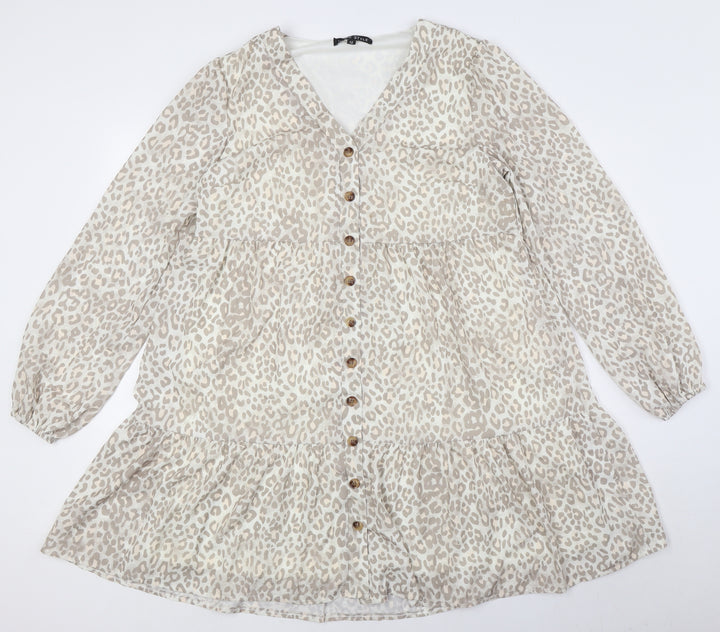In The Style Women's Beige Animal Print Shift Dress