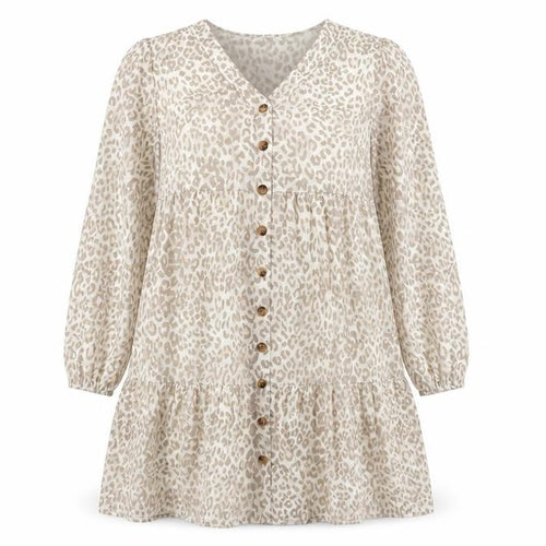 In The Style Women's Beige Animal Print Shift Dress
