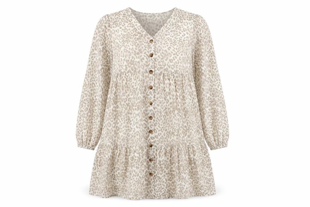 In The Style Women's Beige Animal Print Shift Dress
