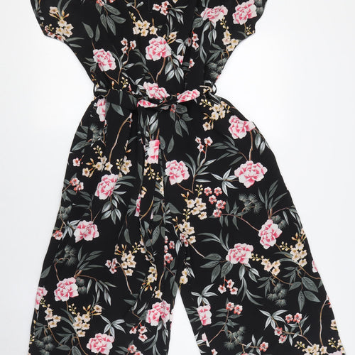 New Look Women's Black Floral Jumpsuit Size 12