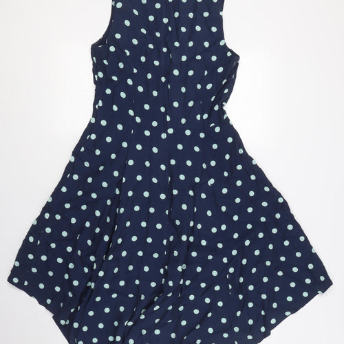 Apricot Women's Blue Polka Dot Fit & Flare Dress M