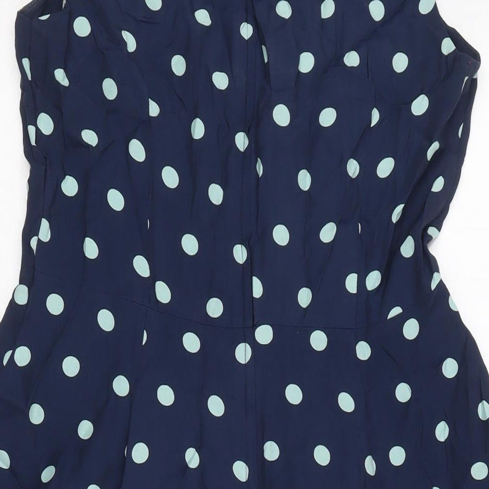 Apricot Women's Blue Polka Dot Fit & Flare Dress M