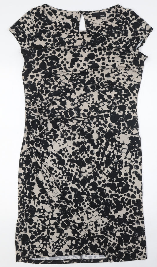 Next Women's Beige Animal Print Knee Length Sheath Dress