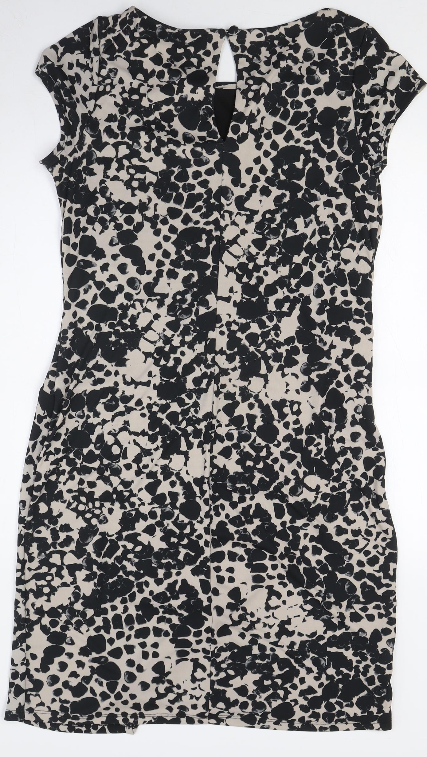 Next Women's Beige Animal Print Knee Length Sheath Dress