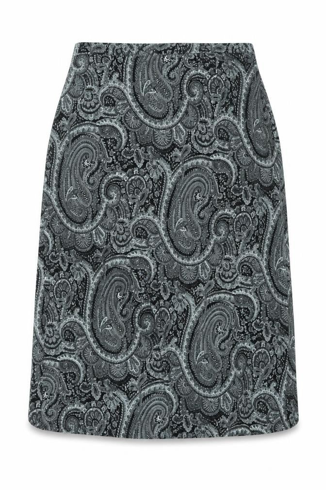Venezia Jeans Womens Black Paisley Polyester A-Line Skirt Size 22