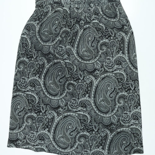 Venezia Jeans Womens Black Paisley Polyester A-Line Skirt Size 22